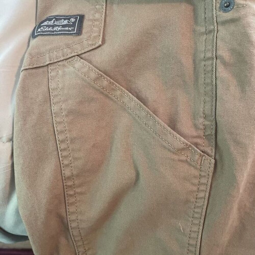Eddie Bauer Men's Canvas Stretch Utility Pants Tan 38Wx32L classic fit - Picture 5 of 7